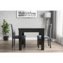 Vivienne Flip Top Black High Gloss Dining Table + 2 Grey Fabric Chairs