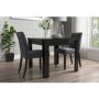 Vivienne Flip Top Black High Gloss Dining Table + 2 Charcoal Grey Velvet Chairs