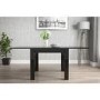 Vivienne Flip Top Black High Gloss Dining Table + 2 Charcoal Grey Velvet Chairs