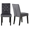 Vivienne Flip Top Black High Gloss Dining Table + 2 Charcoal Grey Velvet Chairs