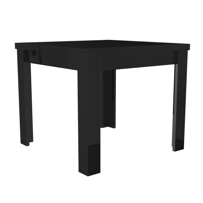 Vivienne Flip Top Black High Gloss Dining Table + 2 Grey Fabric Chairs