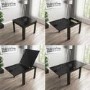 Flip Top Dining Table in Black High Gloss with 2 Grey Chairs - Vivienne & New Haven