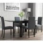 Flip Top Dining Table in Black High Gloss with 4 Slate Grey Chairs - Vivienne & New Haven