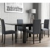 Vivienne Flip Top Black High Gloss Dining Table + 4 Slate Grey Chairs
