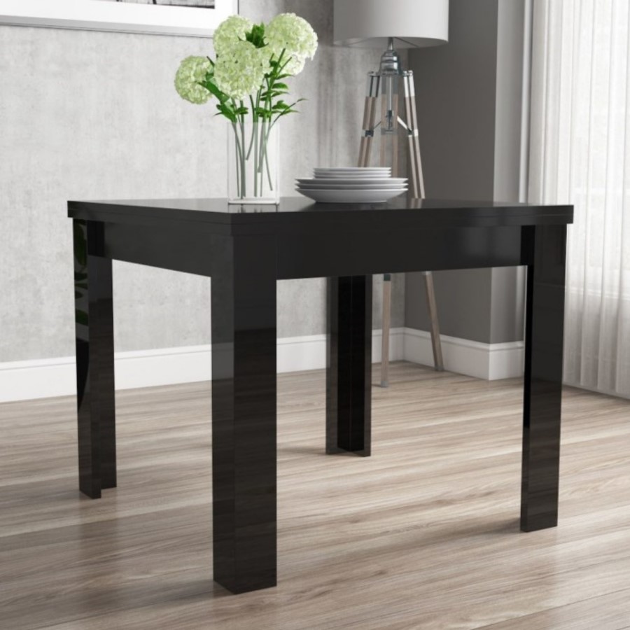 Vivienne Flip Top Black High Gloss Dining Table + 4 Slate Grey Chairs