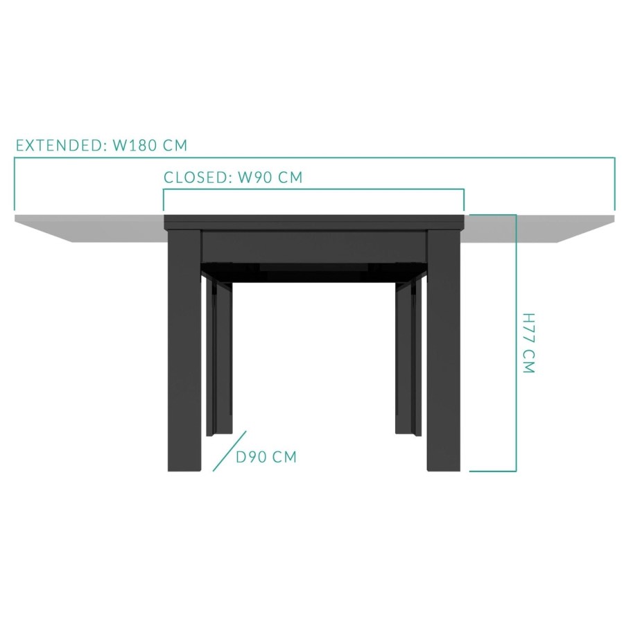 Vivienne Flip Top Black High Gloss Dining Table + 4 Slate Grey Chairs