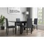 Vivienne Flip Top Black High Gloss Dining Table + 4 Slate Grey Chairs