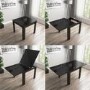 Flip Top Dining Table in Black High Gloss with 4 Slate Grey Chairs - Vivienne & New Haven