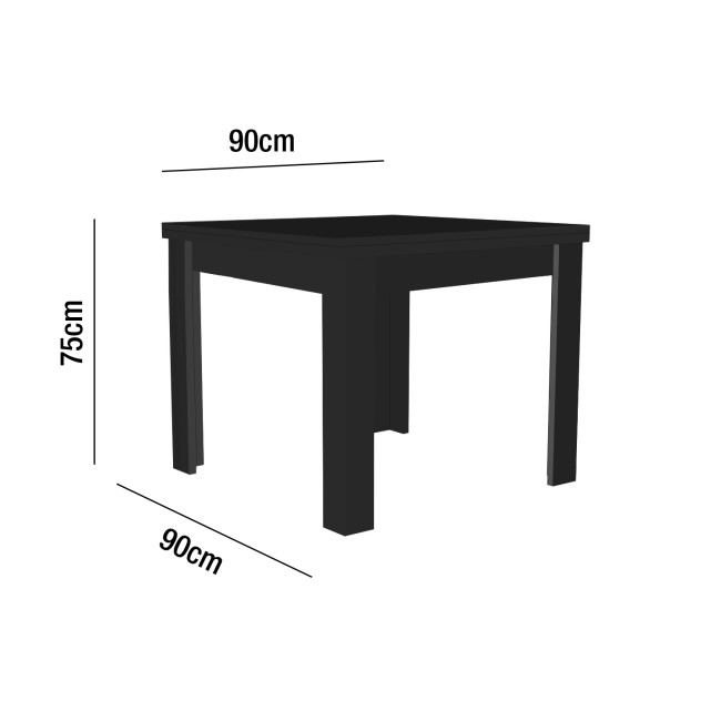 Flip Top Dining Table in Black High Gloss with 4 Grey Velvet Chairs - Vivienne & Kaylee