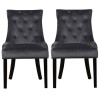 Flip Top Dining Table in Black High Gloss with 4 Grey Velvet Chairs - Vivienne &amp; Kaylee