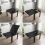 Flip Top Dining Table in Black High Gloss with 2 Grey Velvet Chairs & 1 Bench - Vivienne & Kaylee