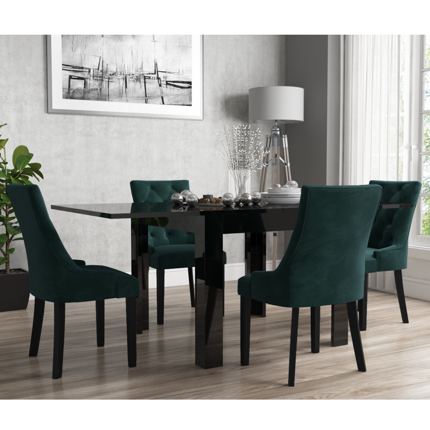 Green Velvet Chairs Vivienne Kaylee, High Seat Dining Room Chairs