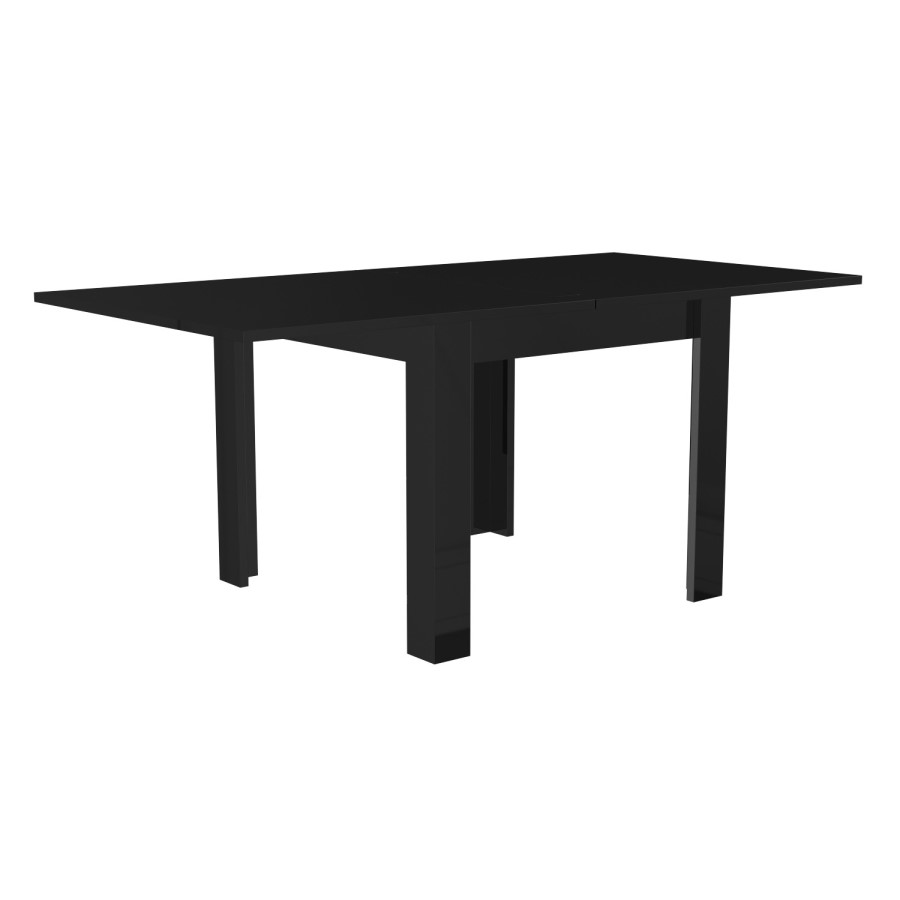 Flip Top Dining Table in Black High Gloss with 4 Green Velvet Chairs - Vivienne & Kaylee