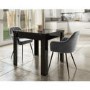 Extendable Dining Table in Black Gloss & 2 Chairs in Grey Velvet - Vivienne & Logan 