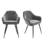 Extendable Dining Table in Black Gloss & 2 Chairs in Grey Velvet - Vivienne & Logan 