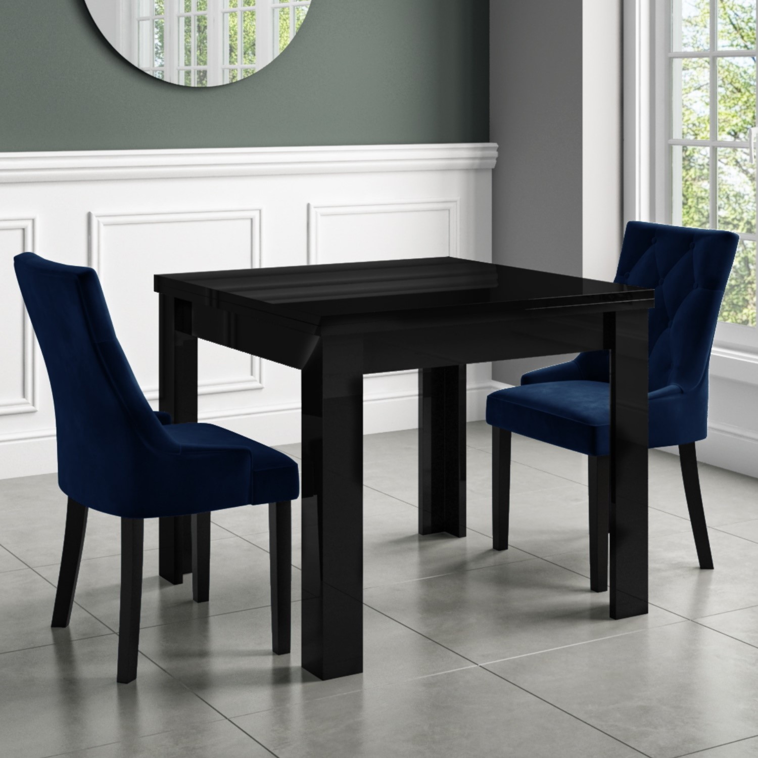 Vivienne Black High Gloss Dining Table, Black High Gloss Dining Table And Chairs