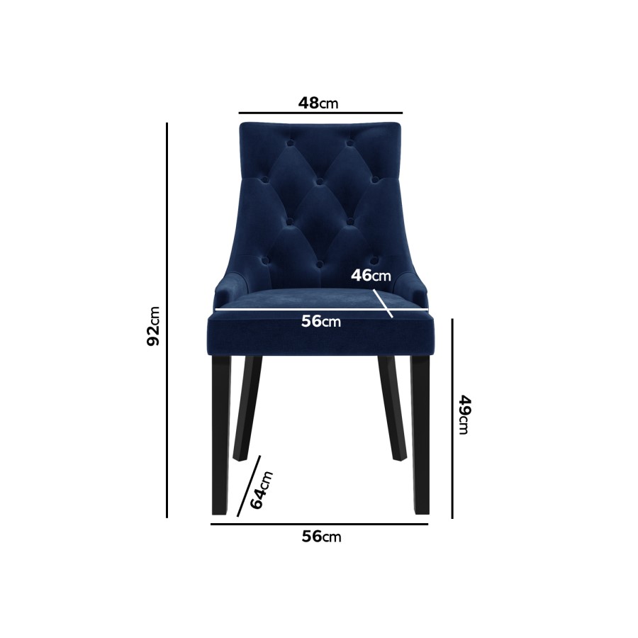 Vivienne Black High Gloss Dining Table Flip Top with 2 Navy Blue Velvet Dining Chairs