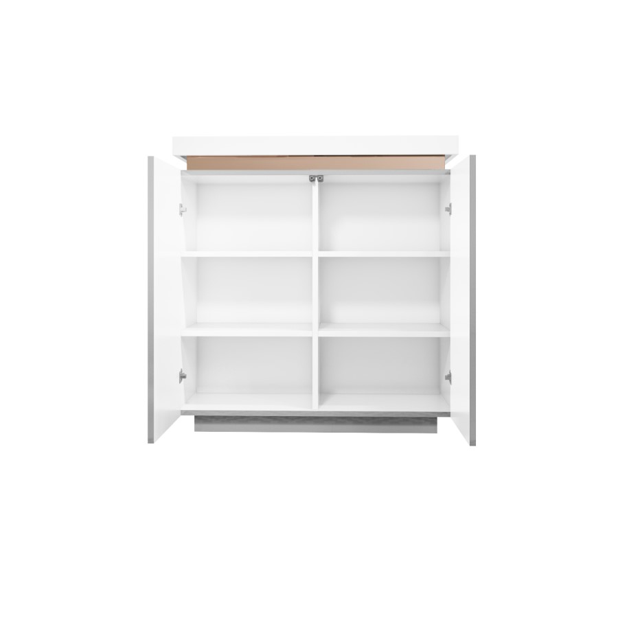 Slim Grey Gloss Shoe Cabinet with 2 Doors - Vivienne