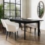 Black Wooden Extendable Dining Table Set with 4 Cream Boucle Upholstered Chairs - Seats 4 - Vivienne