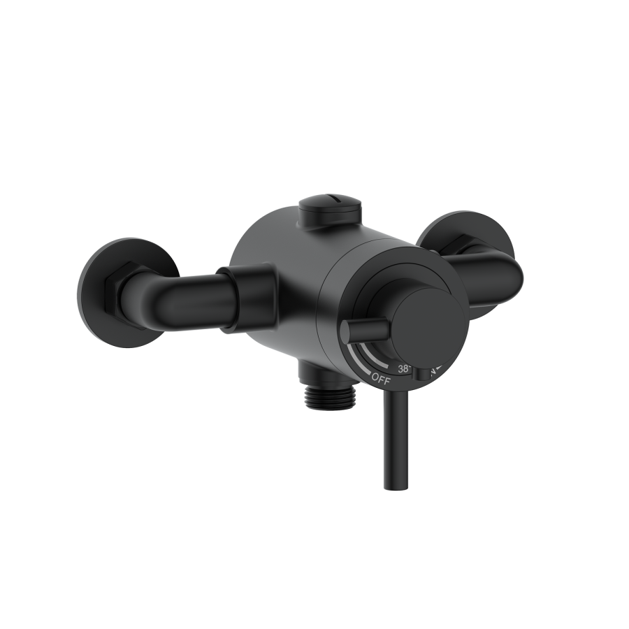 Black 1 Outlet Thermostatic Shower Set with Exposed  Valve  - Volta