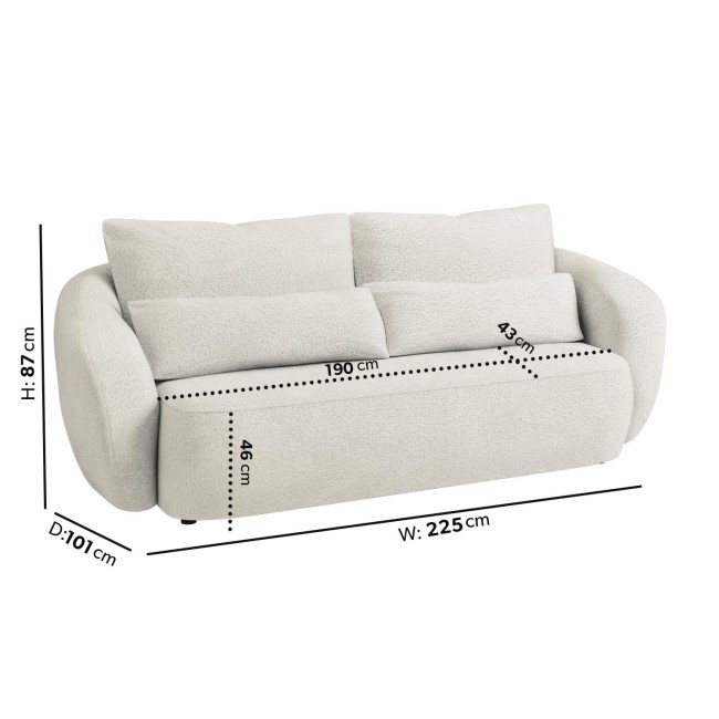 3 Piece Sofa Set 3 2 1 and Footstool in Cream Chenille - Vera