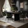 Black Oak Extendable Dining Table Set with 6 Green Velvet Chairs - Seats 6 - Wave