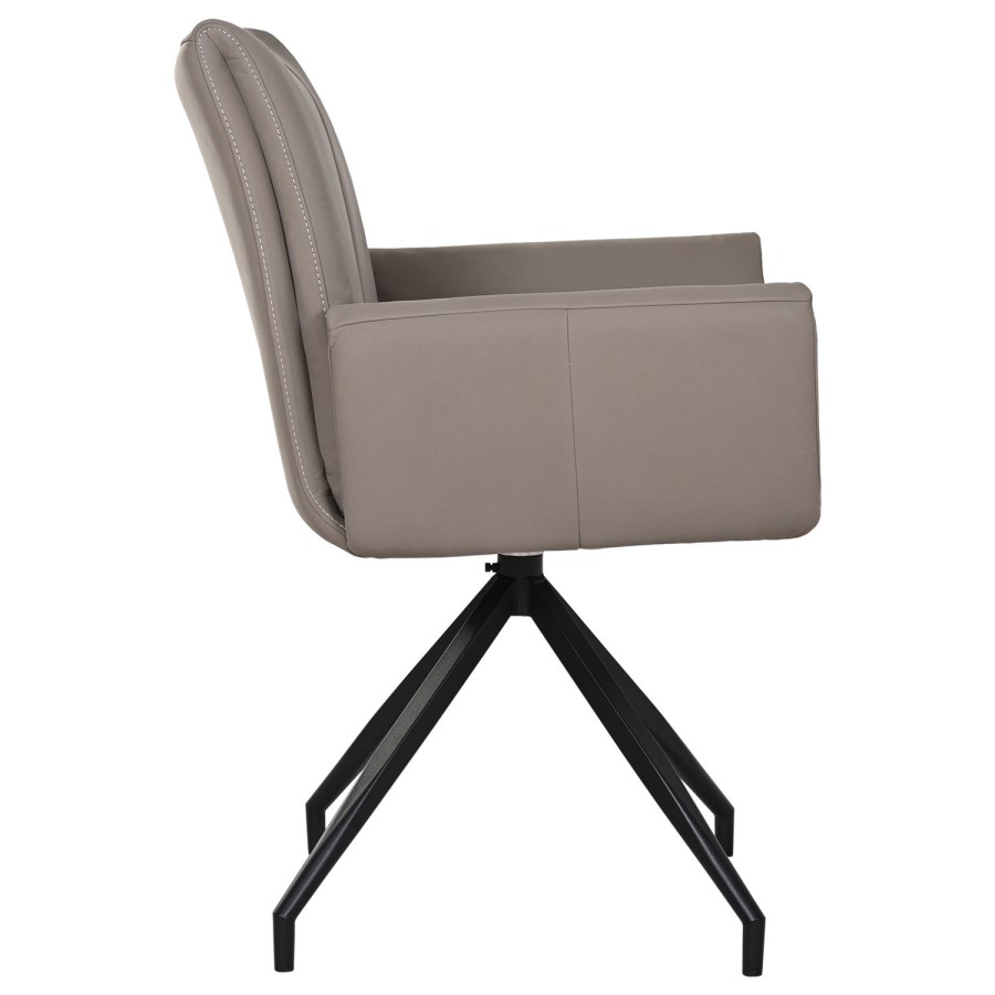 Mink Real Leather Swivel Dining Chair - Bradley