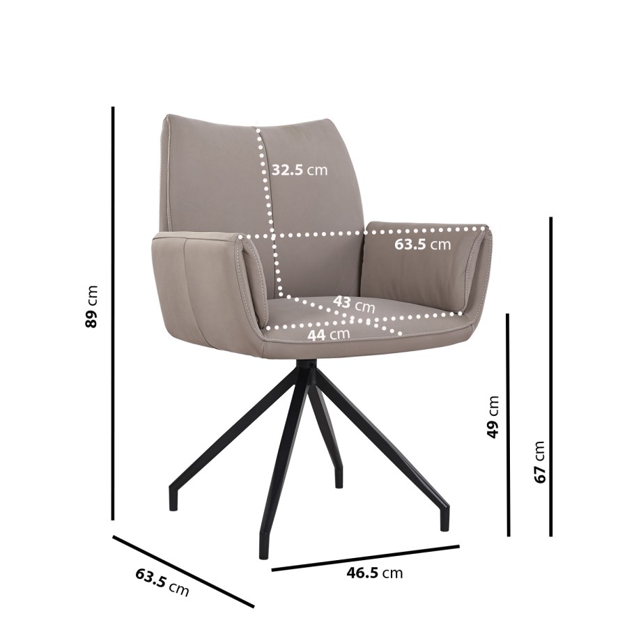 Mink Real Leather Swivel Dining Chair - Bradley