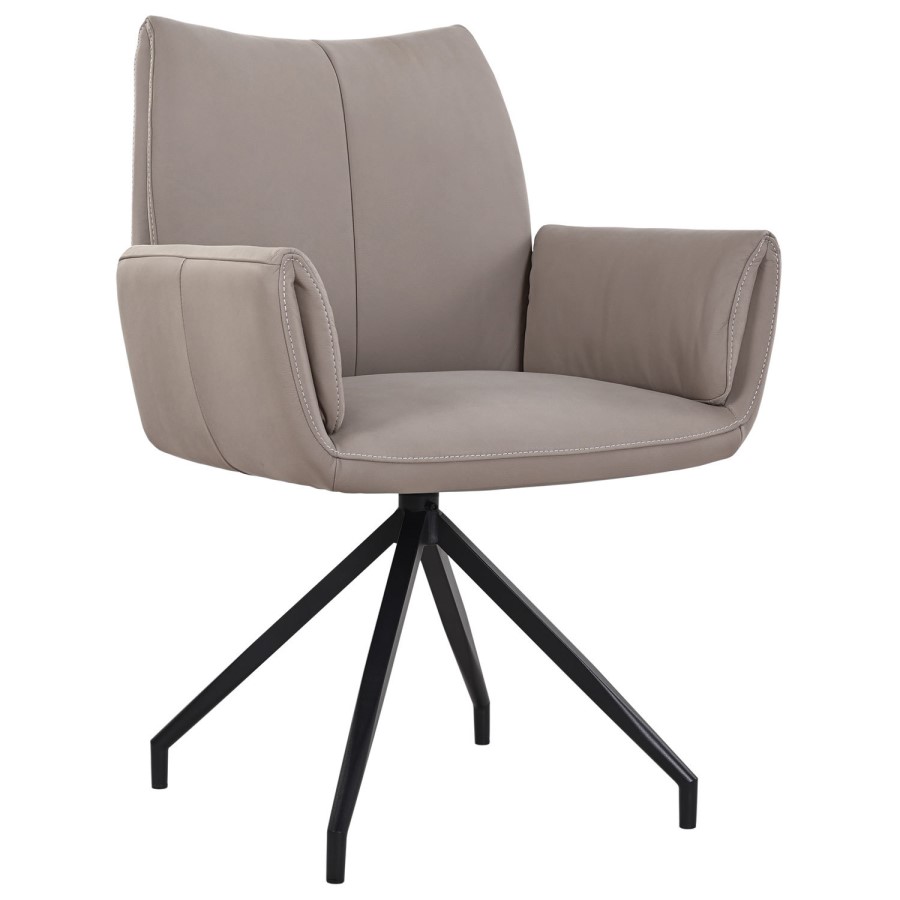 Mink Real Leather Swivel Dining Chair - Bradley