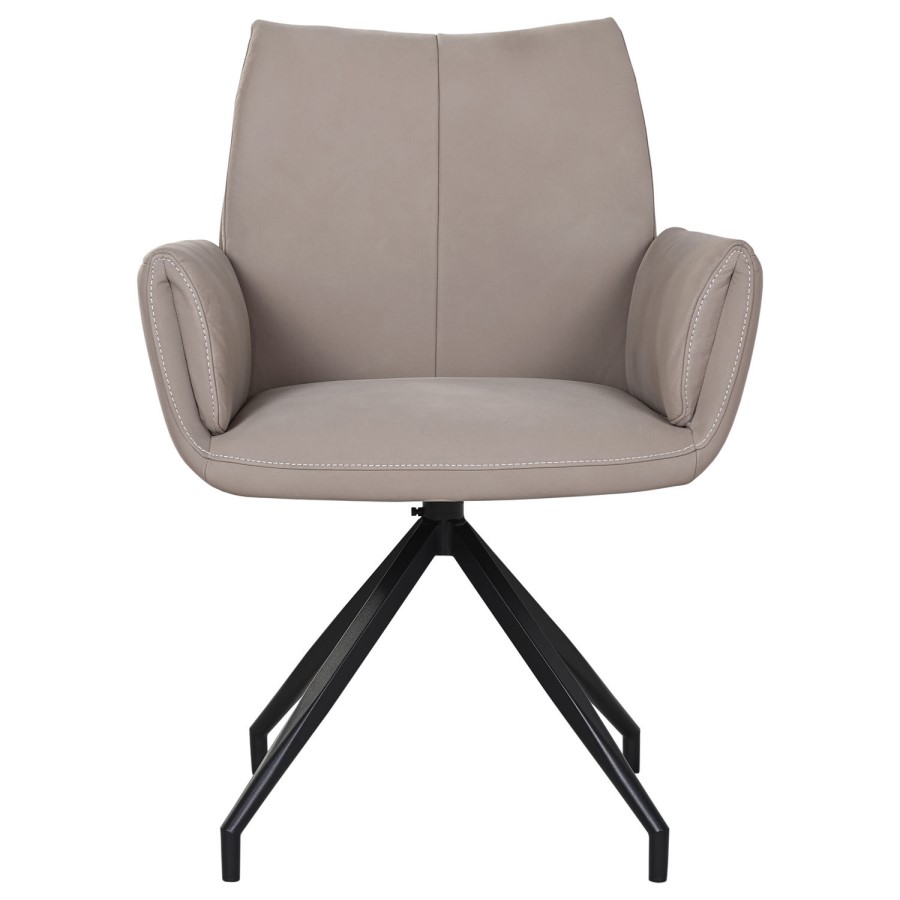 Mink Real Leather Swivel Dining Chair - Bradley