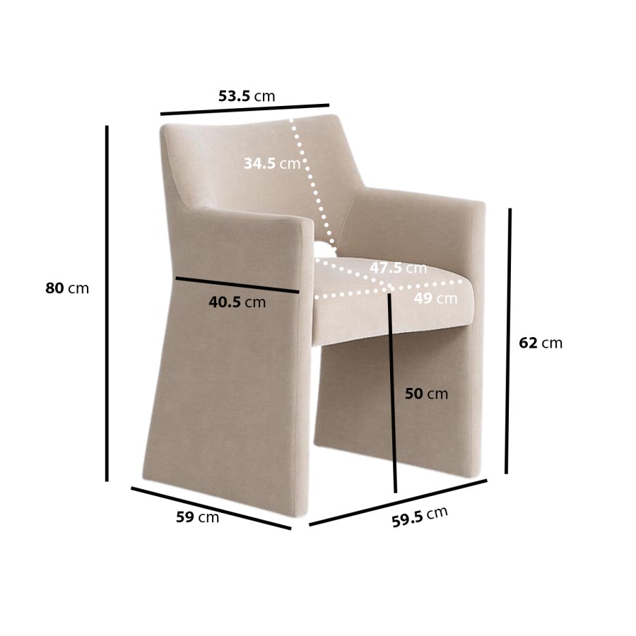 Set of 2 Beige Upholstered Dining Chairs - Zoe