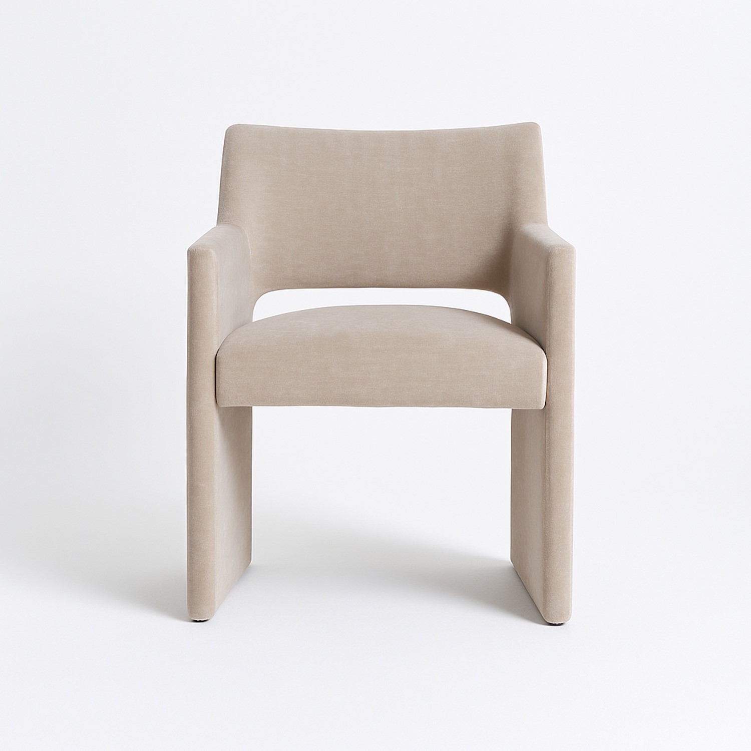 Set of 6 Beige Upholstered Dining Chairs - Zoe - Furniture123