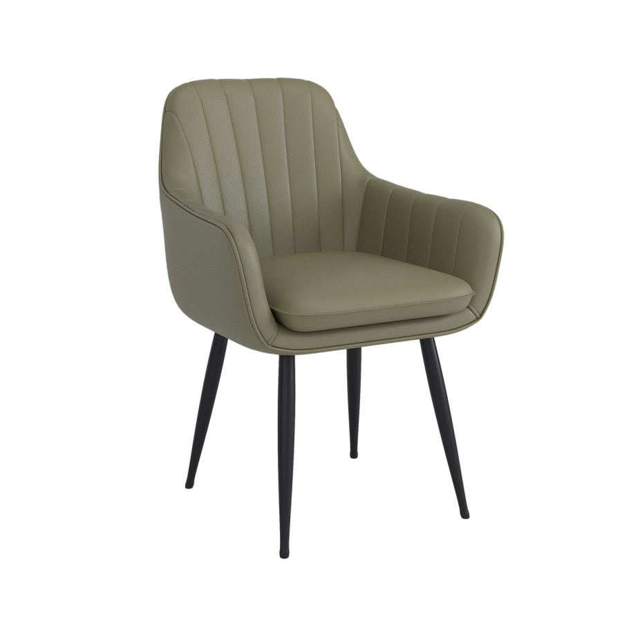 Set of 2 Sage Green Faux Leather Dining Chairs - Logan