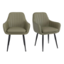 Set of 2 Sage Green Faux Leather Dining Chairs - Logan
