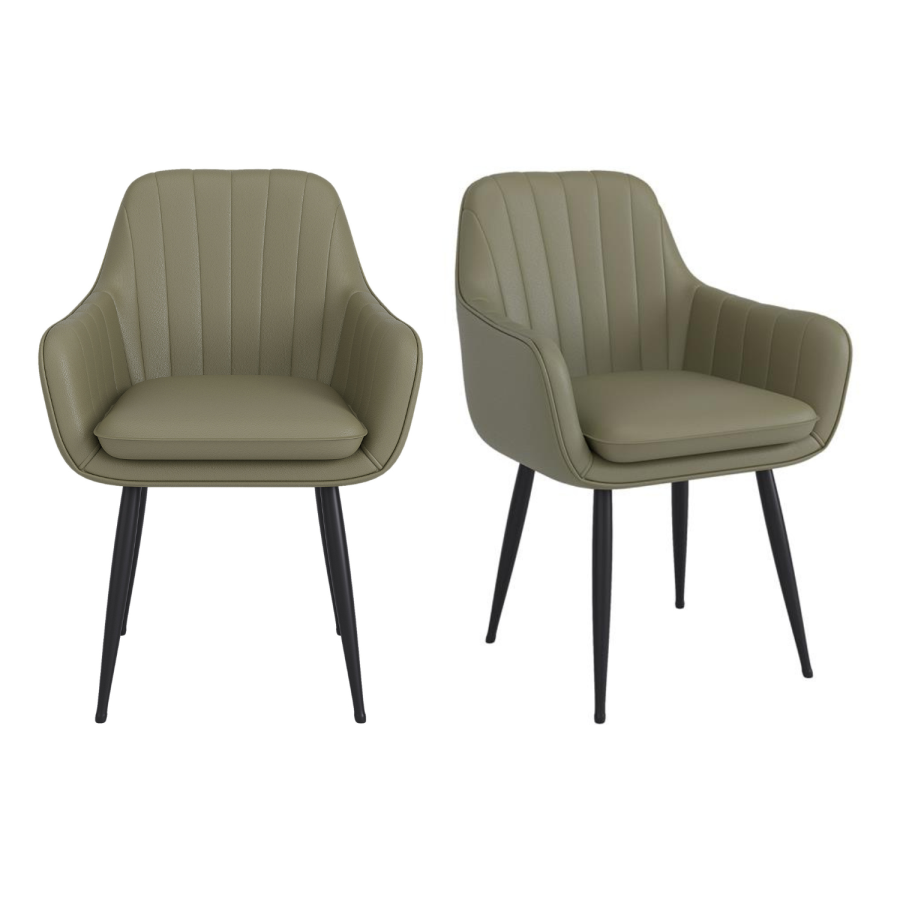 Set of 2 Sage Green Faux Leather Dining Chairs - Logan