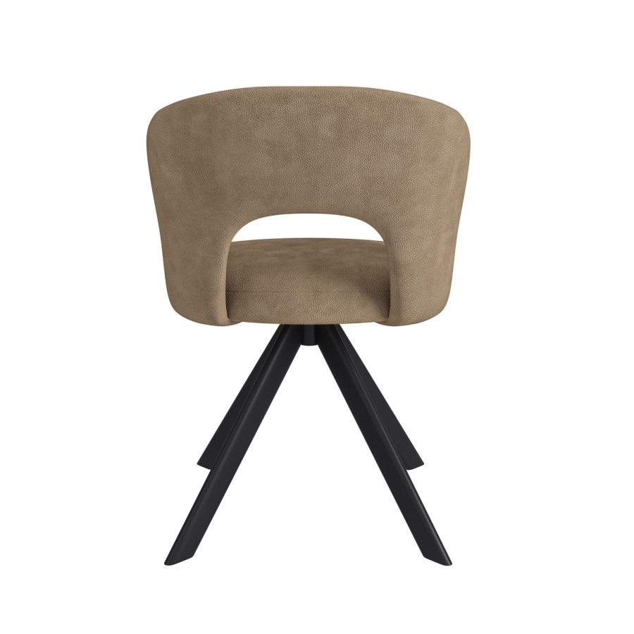 Set of 2 Beige Faux Leather Swivel Dining Chairs - Mila