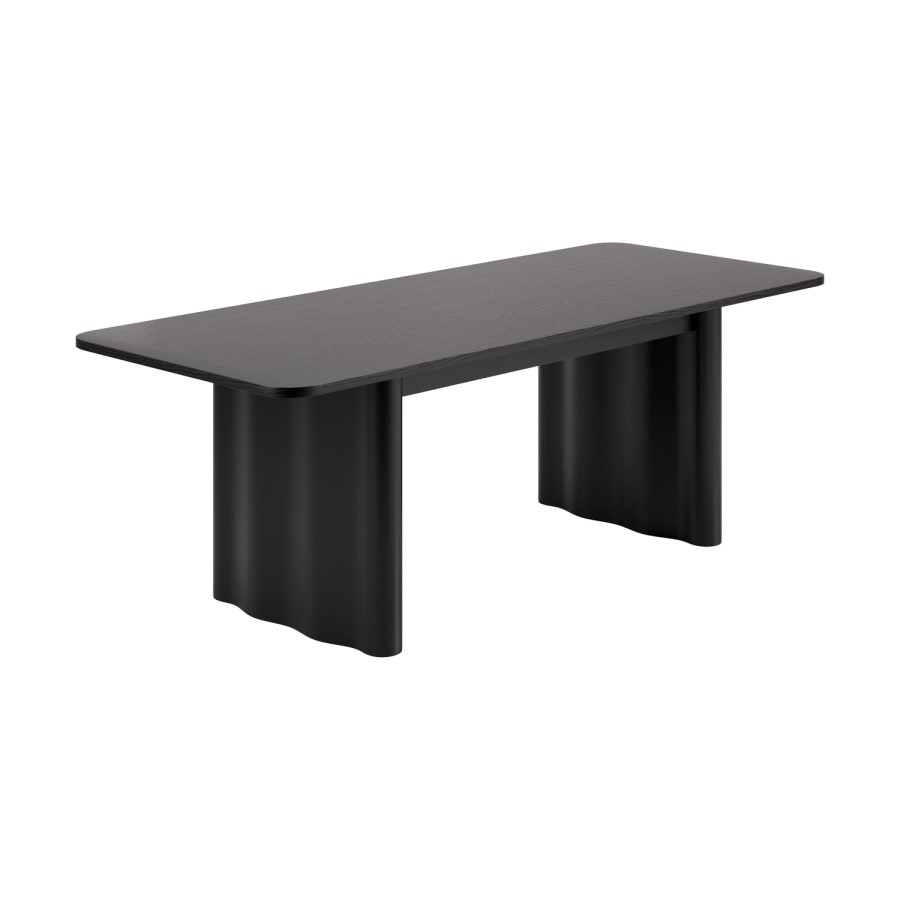 Large Black Oak Extendable Dining Table - Seats 6 - 8 - Wave