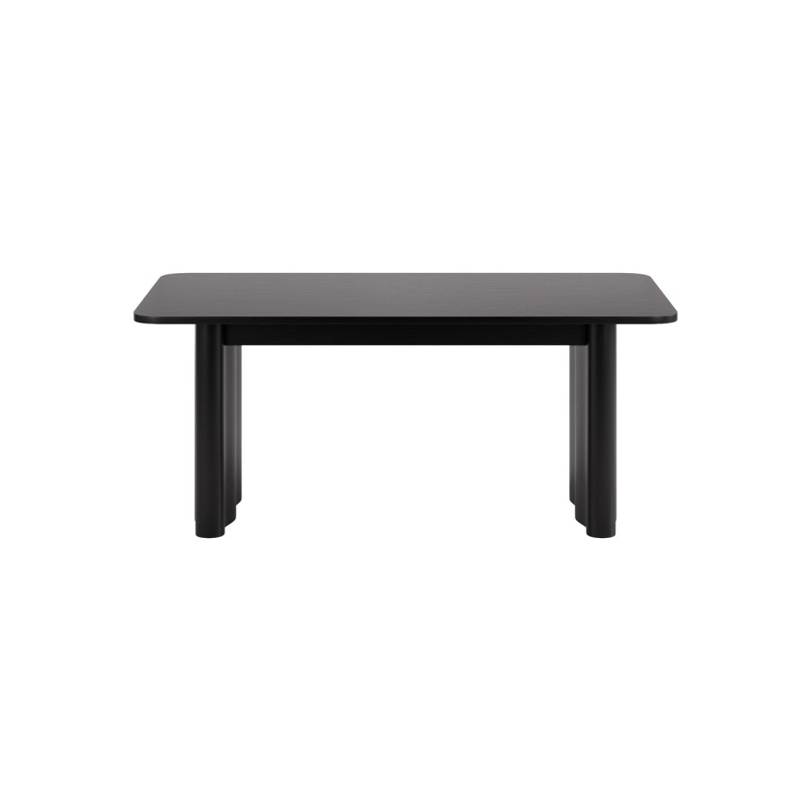 Large Black Oak Extendable Dining Table - Seats 6 - 8 - Wave