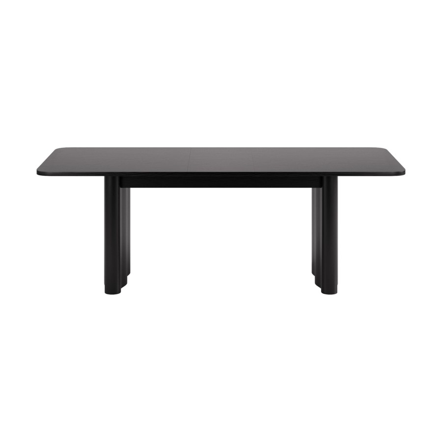 Large Black Oak Extendable Dining Table - Seats 6 - 8 - Wave