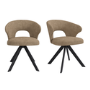 Set of 2 Beige Faux Leather Swivel Dining Chairs - Mila