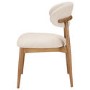 Set of 4 Beige Upholstered Curved Dining Chairs with Solid Rustic Wood Open Back - Kori