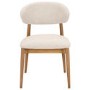 Set of 4 Beige Upholstered Curved Dining Chairs with Solid Rustic Wood Open Back - Kori
