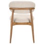 Set of 4 Beige Upholstered Curved Dining Chairs with Solid Rustic Wood Open Back - Kori