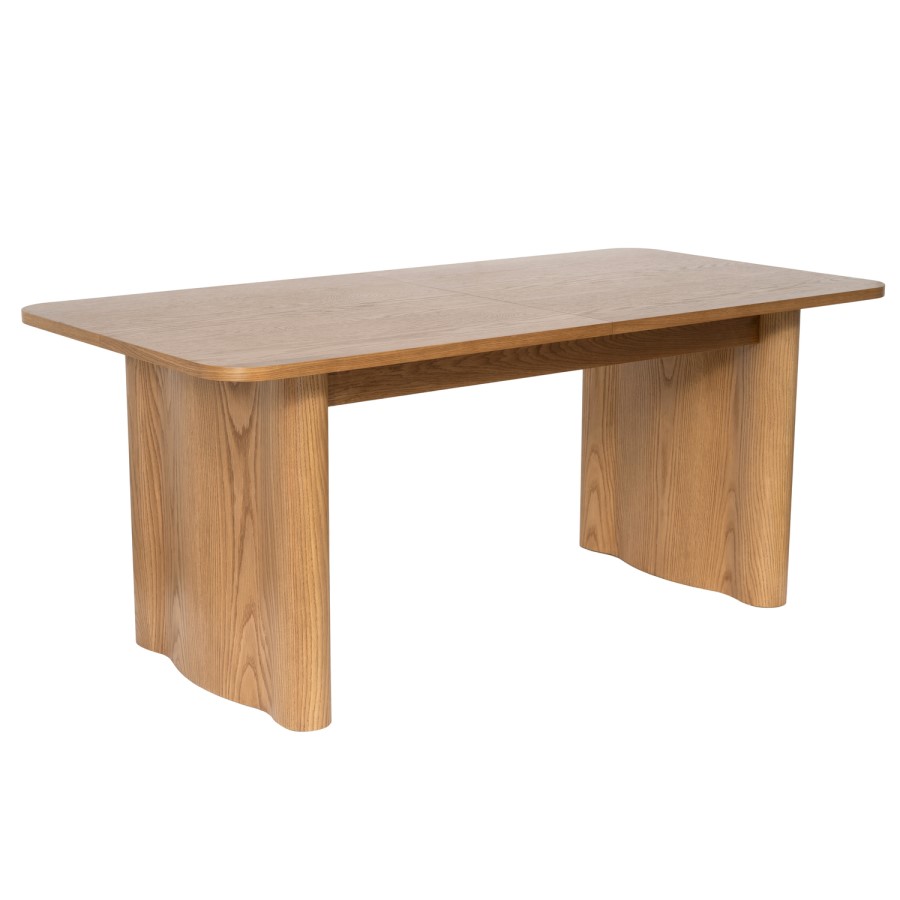 Rustic Oak Extendable Dining Table Set with 6 Beige Upholstered Chairs - Seats 6 - Wave