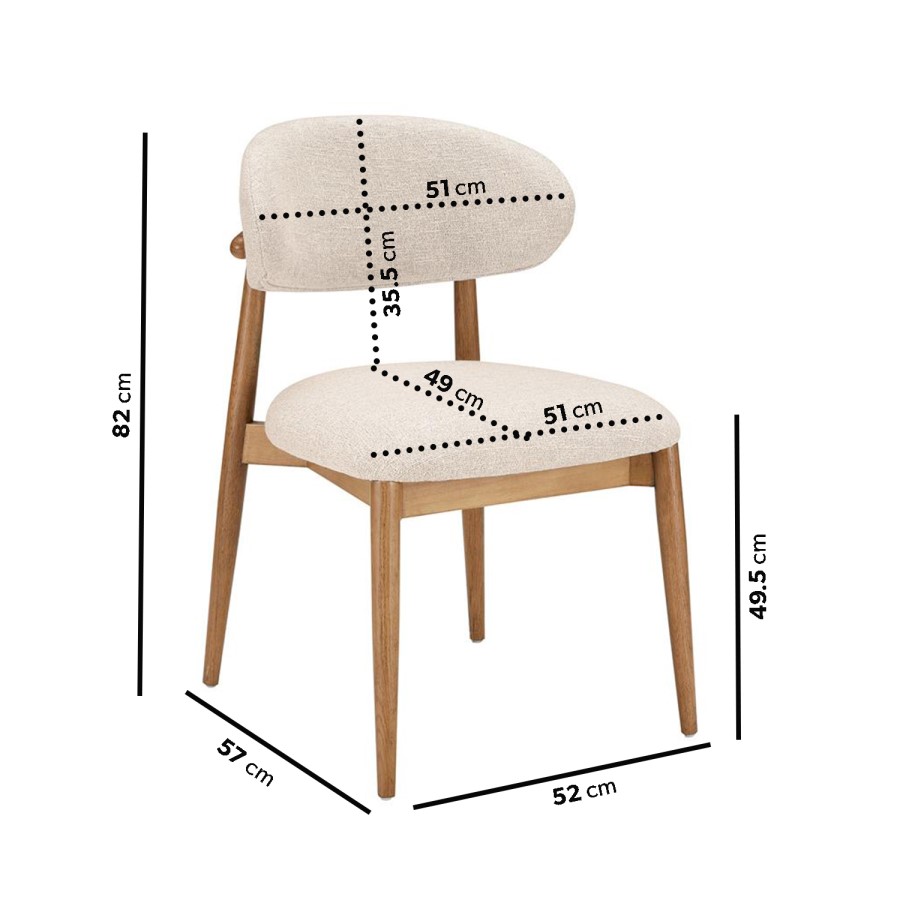 Rustic Oak Extendable Dining Table Set with 6 Beige Upholstered Chairs - Seats 6 - Wave