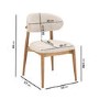 Set of 4 Beige Upholstered Curved Dining Chairs with Solid Rustic Wood Open Back - Kori