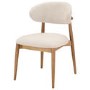 Set of 4 Beige Upholstered Curved Dining Chairs with Solid Rustic Wood Open Back - Kori