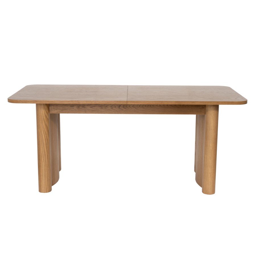 Large Rectangular Rustic Oak Extendable Dining Table Set with 6 Beige Upholstered Chairs - Seats 6 - Wave