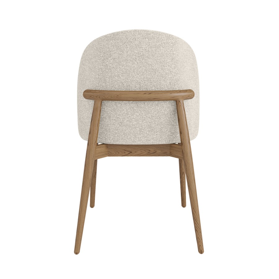 Beige Upholstered Curved Dining Chair With Solid Oak Exposed Back - Kori