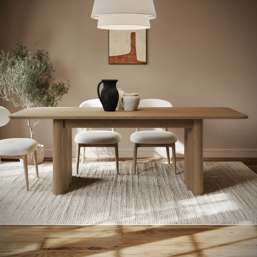 Large Rustic Oak Extendable Dining Table - Seats 6 - 8 - Wave